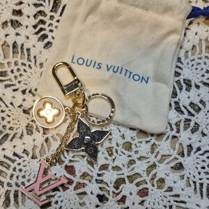 Louis Vuitton Pink and Gold Charm Keychain
